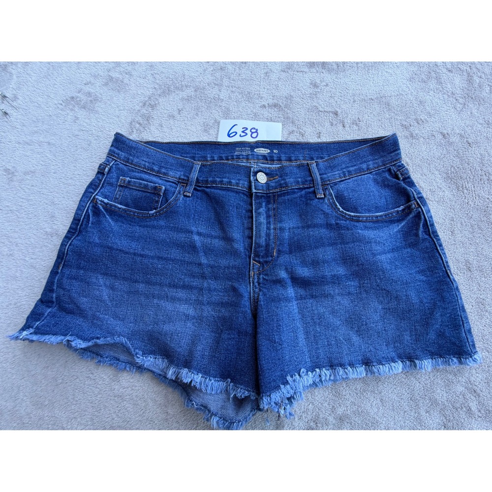 Old Navy Denim Shorts Womens 10 Blue Raw Hem Semi-Fitted Stretch